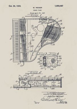 Grand Piano Patent Drawing