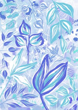 Blue and White Floral Jungle