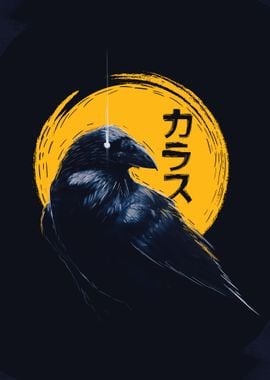 Raven with Japanese Text