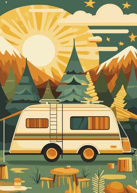 RV Camping at Sunset