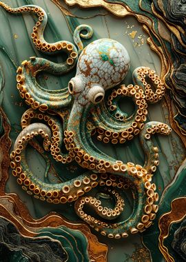 Golden Octopus Art