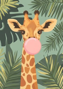 Giraffe with Bubble Gum