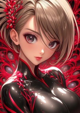 Anime Girl in Red and Black