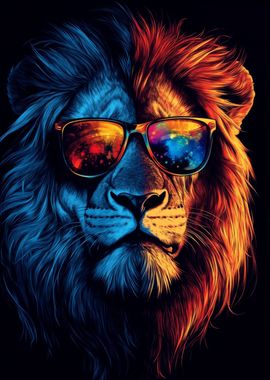 Cool Lion with Sunglasses