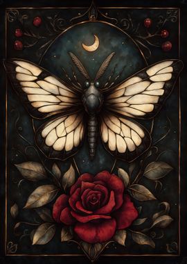 Gothic Moth and Rose