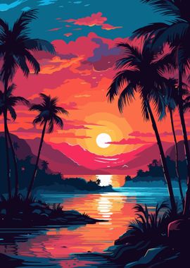 Tropical Sunset Landscape