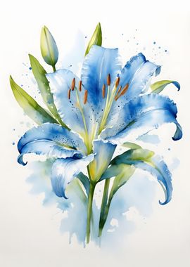 Blue Lily Watercolor