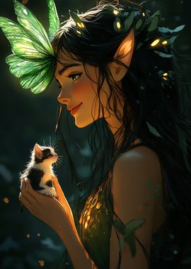 fairy and kitten