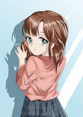 Anime Girl with Brown Hair