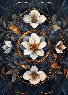 Golden Floral Art Deco