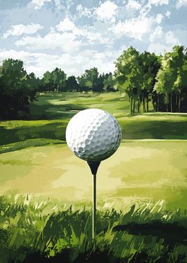 Golf Ball on Tee Landscape