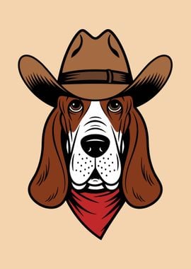 Cowboy Basset Hound Poster picture metal print paint by Beautiful Beast Displate