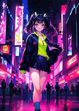 Anime Girl Neon City