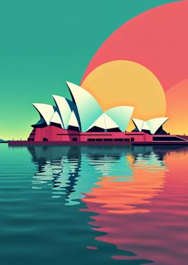 Geometric Sydney Opera House Sunset 