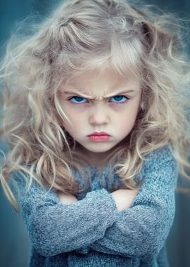 Angry Little Girl Portrait