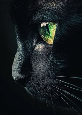 Black Cat With Green Eyes