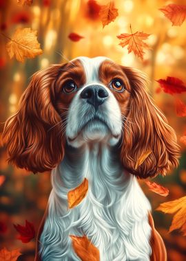 Cavalier King Charles Spaniel in Autumn