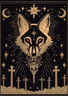 Wolf Skull & Crosses