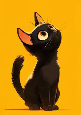 Cute Black Cat Illustration