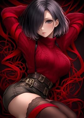 Anime Girl in Red Sweater