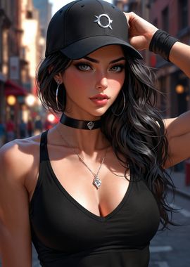 Anime Girl in Black Outfit