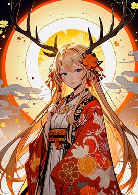 Anime Girl with Deer Antlers