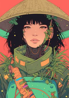 Cyberpunk Woman with Plants