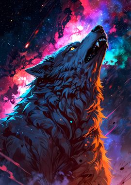 Wolf Howling at the Stars