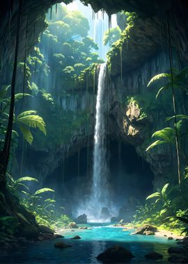 Tropical Waterfall Cave