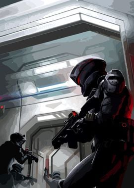 Sci-Fi Soldiers in a Futuristic Corridor