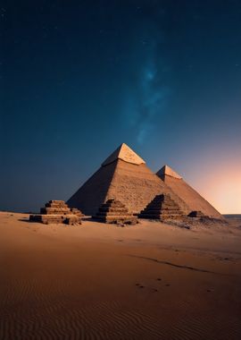 Pyramids Under Starry Sky