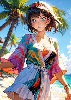 Anime Girl on Beach