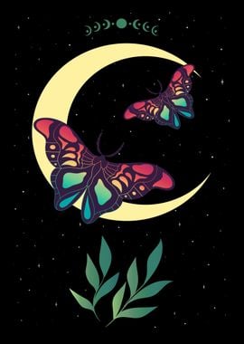 Moon &amp; Butterfly Art