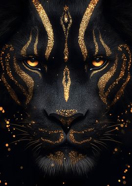 Black Panther with Gold Glitter