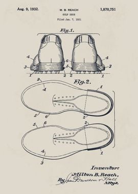 Golf Shoe Sole Patent Drawing