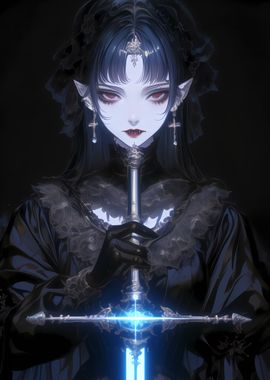 Dark Anime Girl with Sword