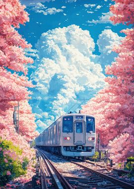 Train Through Cherry Blossoms