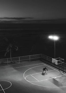 Basketball Court at Night