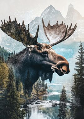 Moose in Mountain Landscape