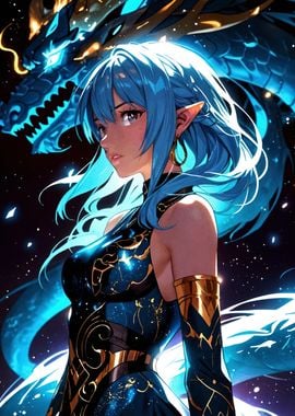 Anime Girl with Dragon