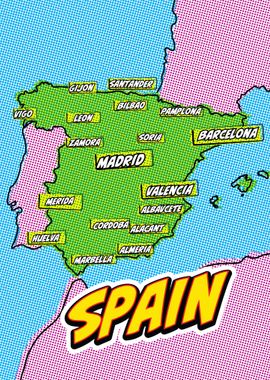 Spain Map Pop Art