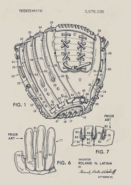 Baseball Glove Patent Illustration