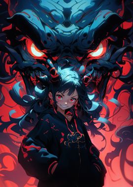 Anime Girl with Dragon