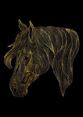 Golden Horse Line Art