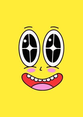 Smiling Cartoon Face Yellow