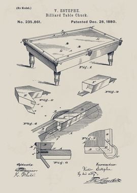 Billiard Table Patent Illustration