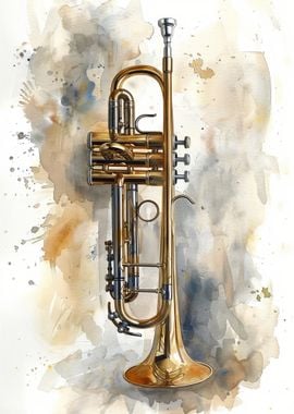 Golden Trumpet Watercolor