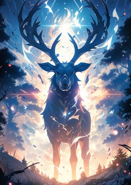 Majestic Deer with Glowing Antlers