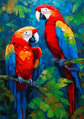 Two Macaws in Jungle