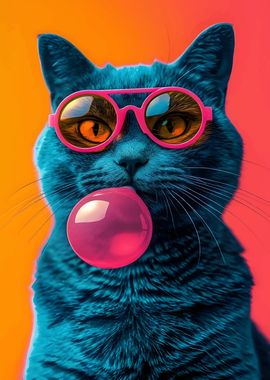 Cool Cat with Bubble Gum